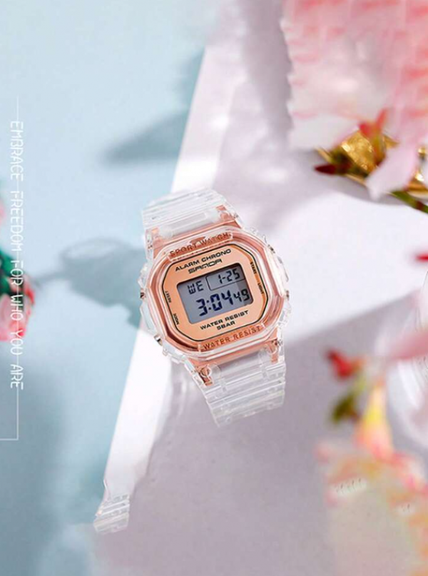 Jam digital dengan tampilan holografik